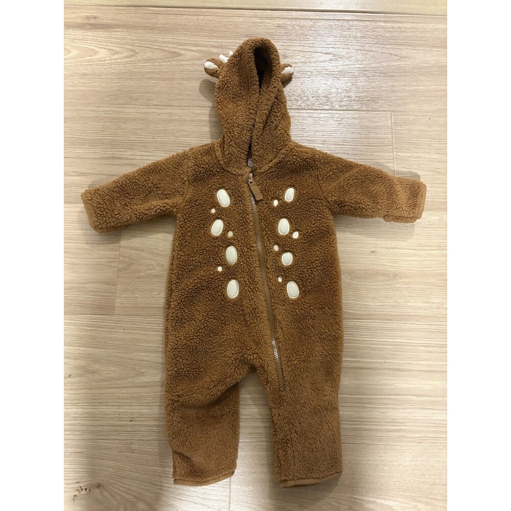 Hanna Andersson Baby 6-12 Reindeer Fleece Marshmallow Snow Suit